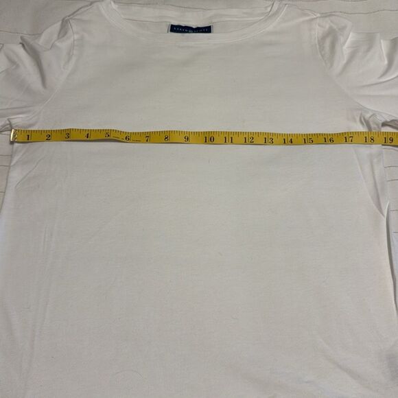 Karen Scott White 3/4 Sleeve Blouse with Striped Details - Picture 6 of 7